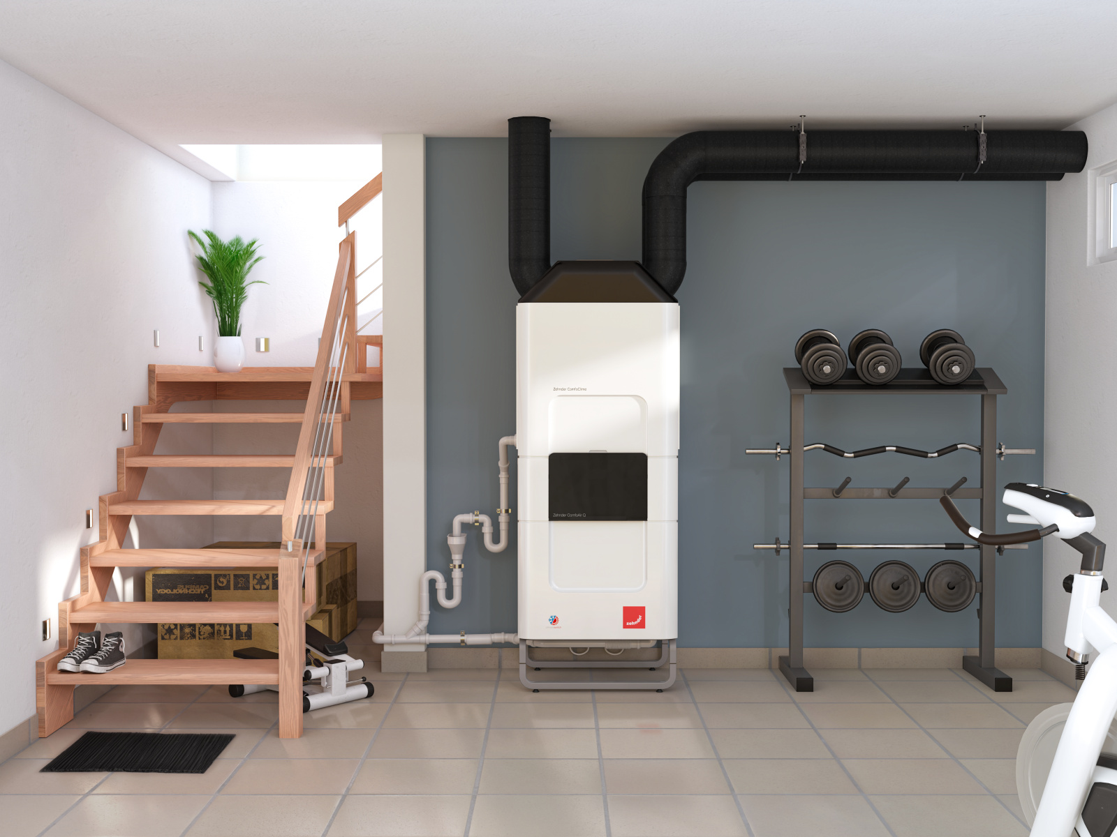 Zehnder_CSY_ComfoClime_basement_training_Milieu Rendering Zehnder ComfoClime 36 Comfortable indoor ventilation Front view