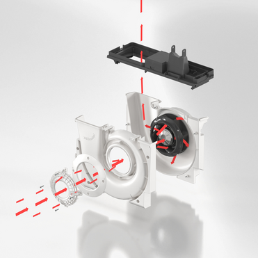 Cut-Out Zehnder ComfoAir Q350 TR Comfortable indoor ventilation Angled view
