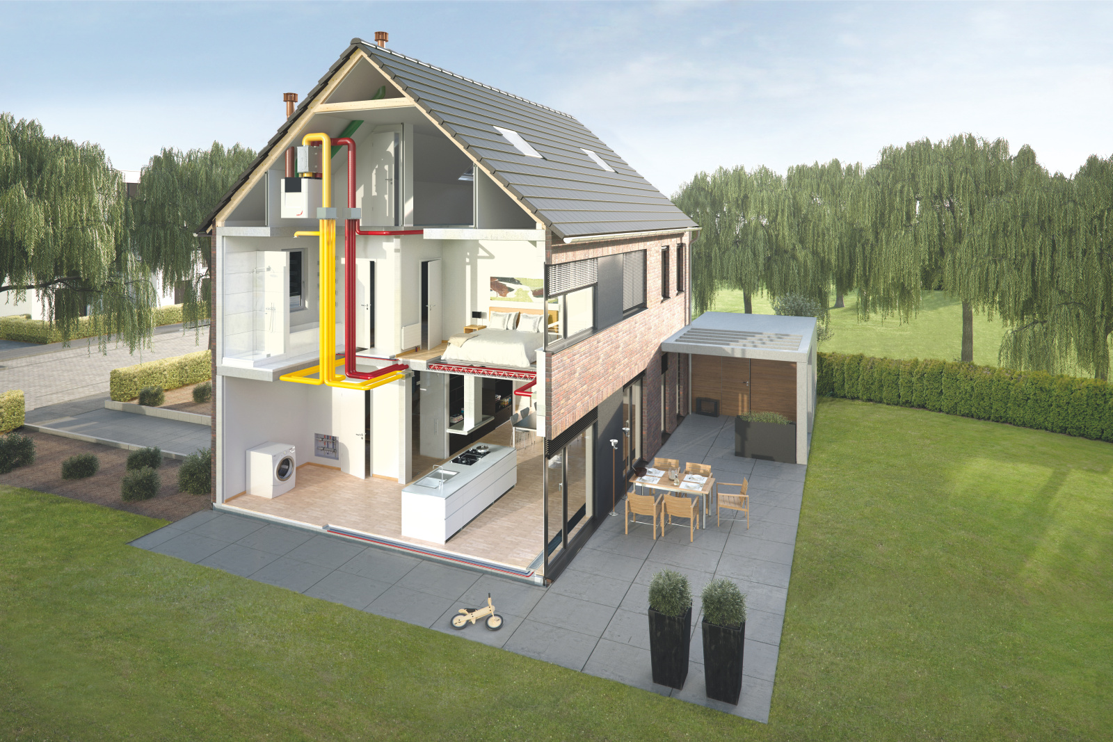 Rendering Zehnder ComfoAir Q350 ST Comfortable indoor ventilation 3D view