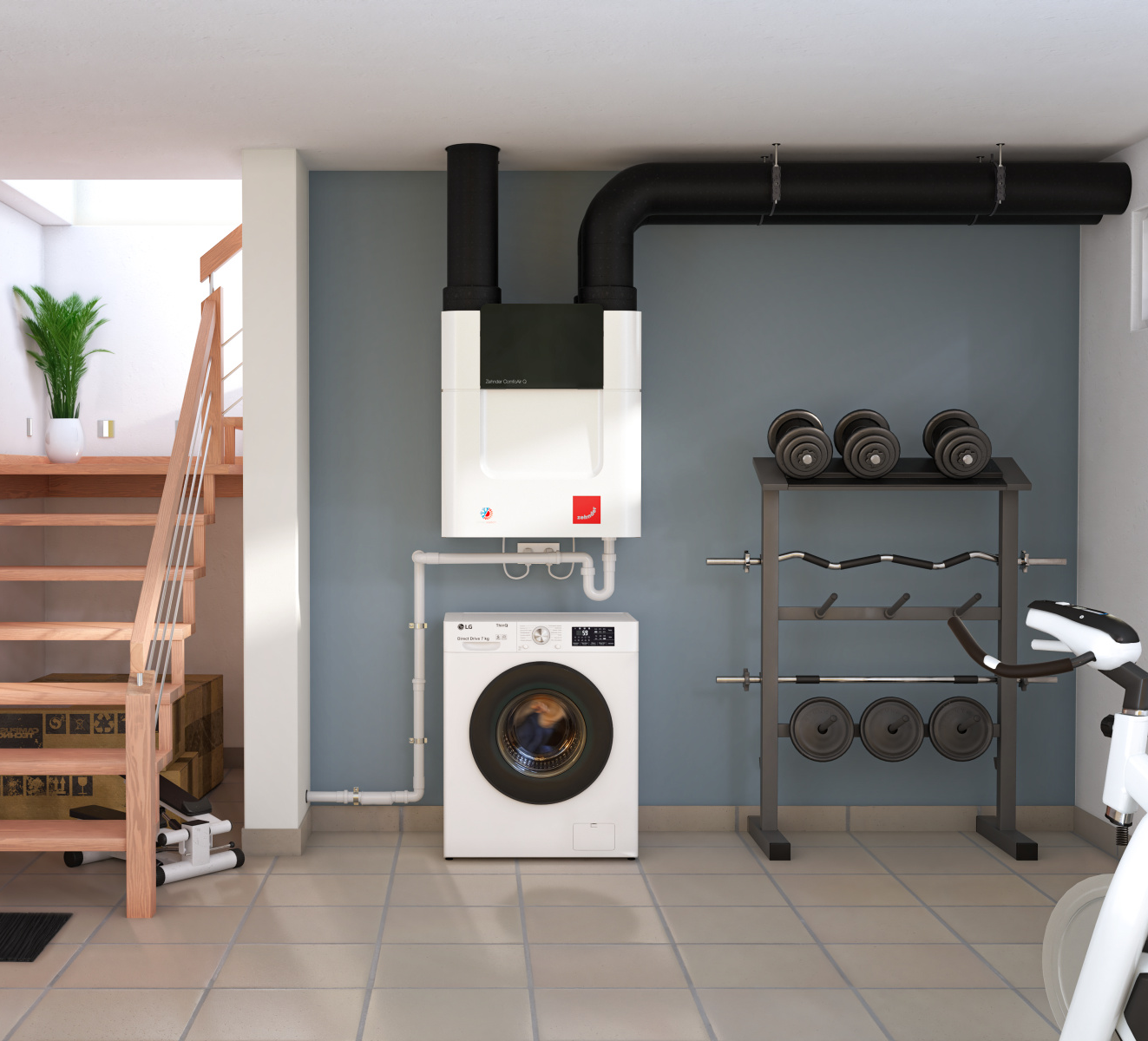 Zehnder_CSY_ComfoAirQ_basement_training-WithWashingmashine_Milieu