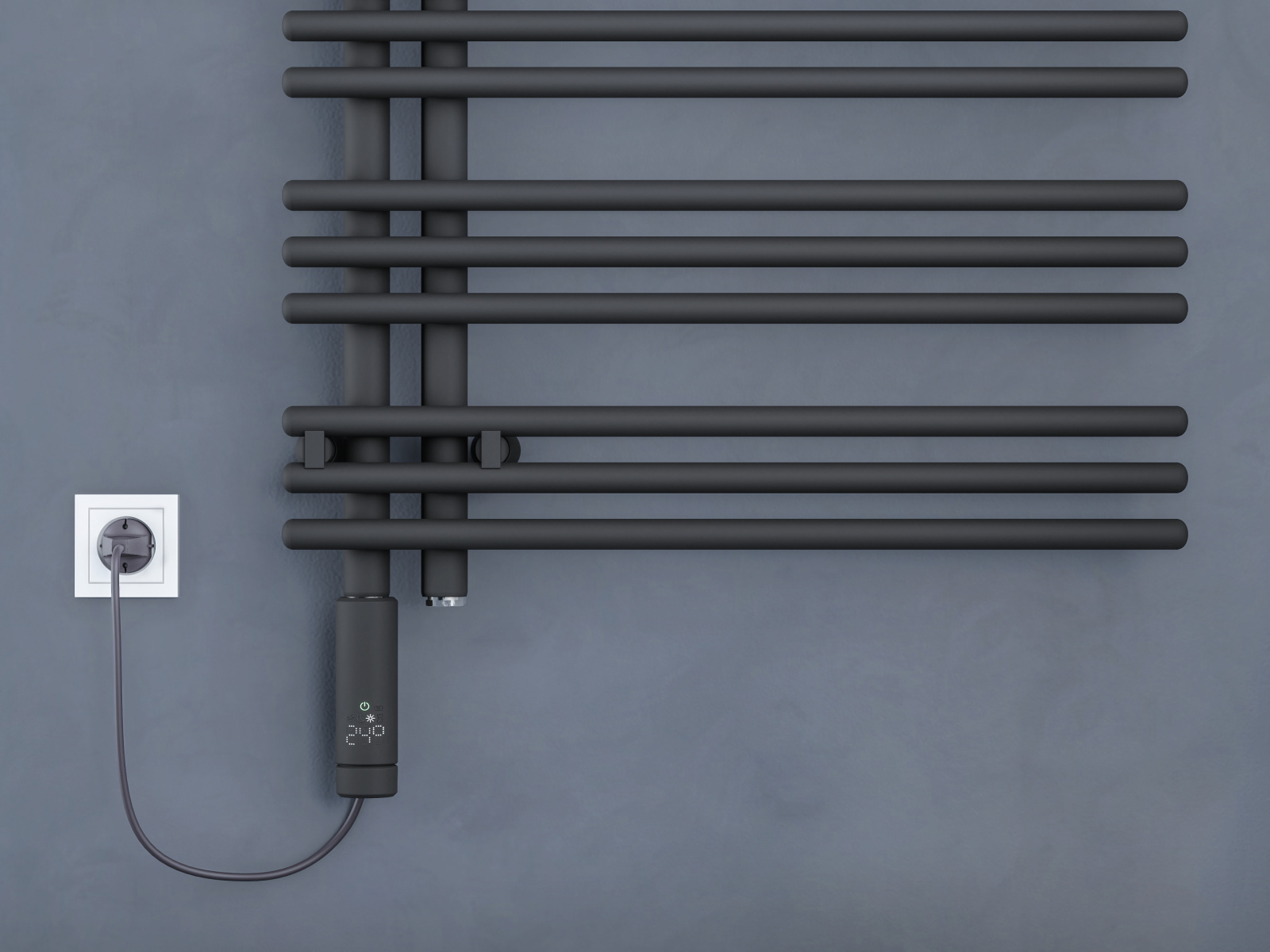 Zehnder_RAD_Yucca-Asym-EL_IHC_170_60_TrafficBlack _bathroom-Closeup_V2 Rendering Decorative radiator