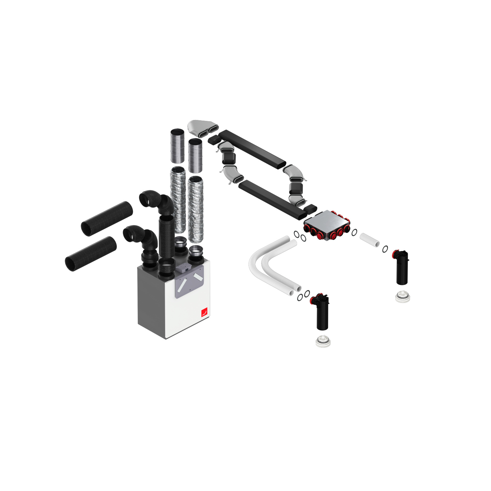 Cut-Out Zehnder ComfoValve Luna E125 Comfortable indoor ventilation Angled view