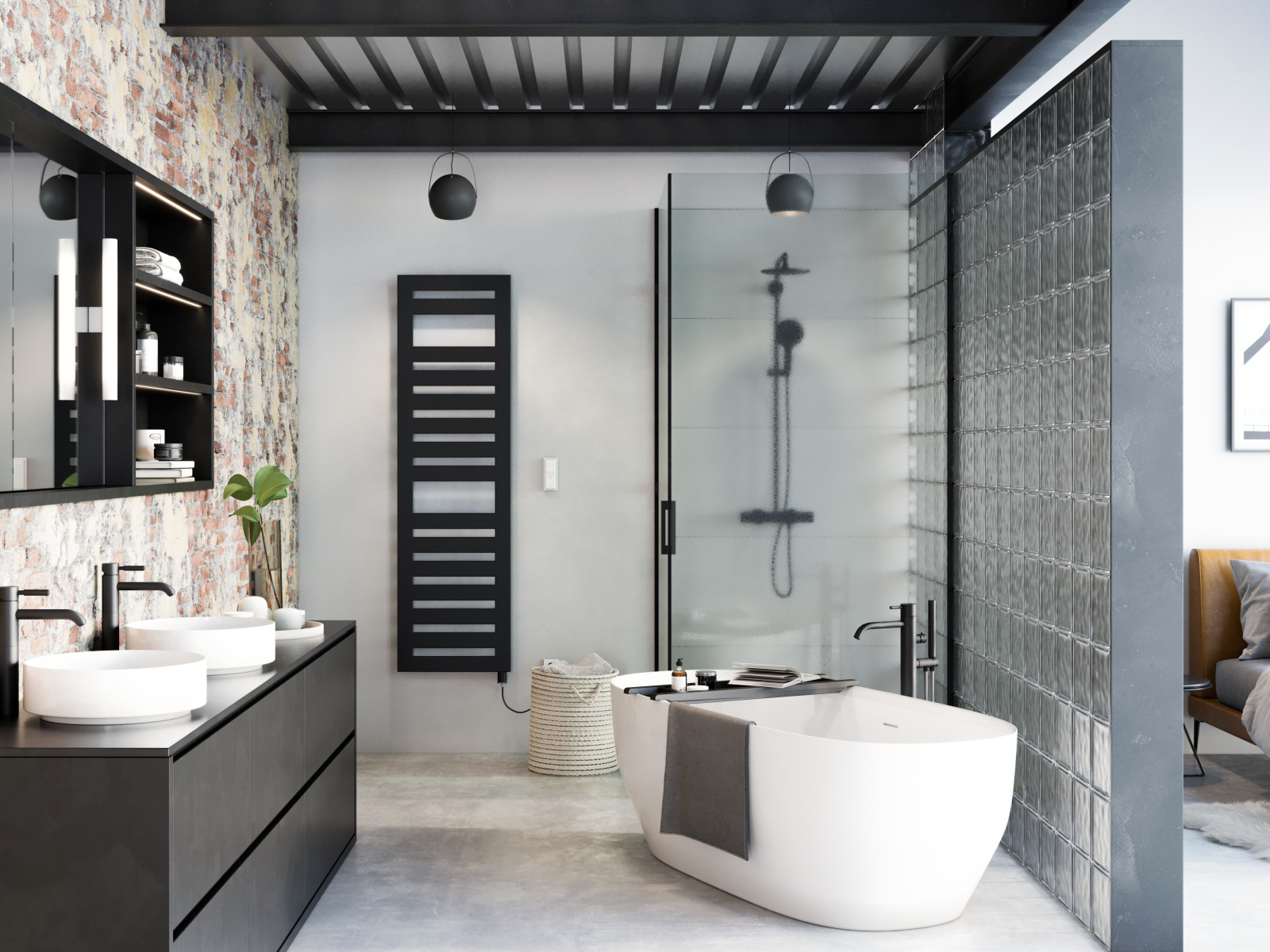 Zehnder_RAD_MetropolitanSpa-EL_IHD_BlackMatt_milieu-bathroom Rendering Zehnder Metropolitan Spa Decorative radiator